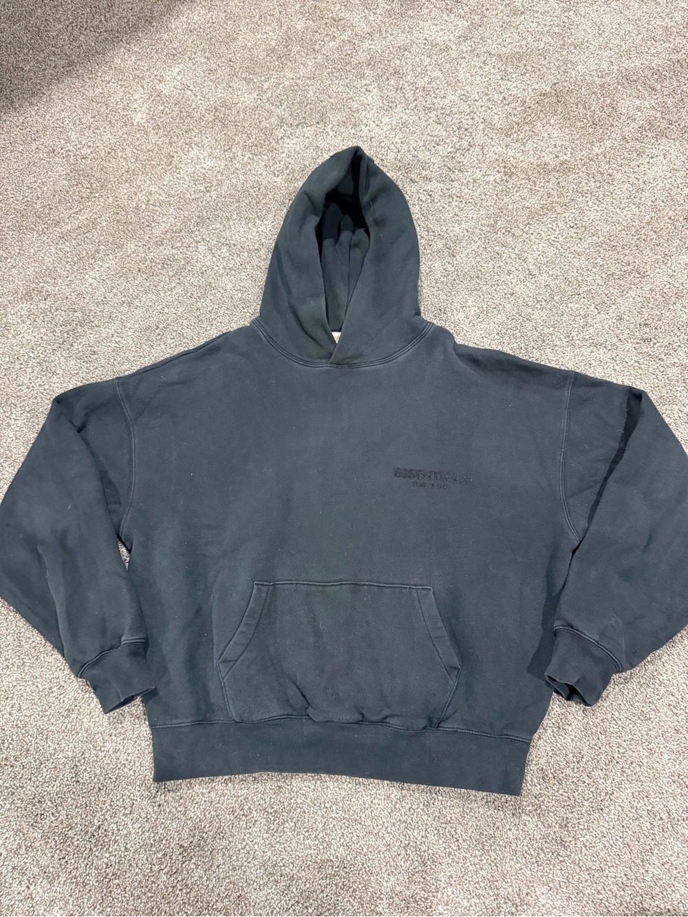 Essentials Black Oversized Pullover Hoodie